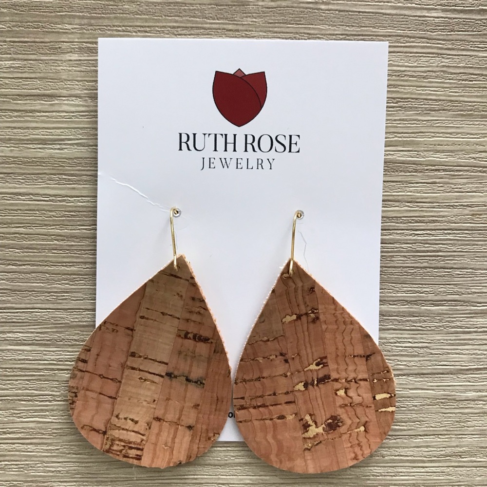 Cork teardrop earrings